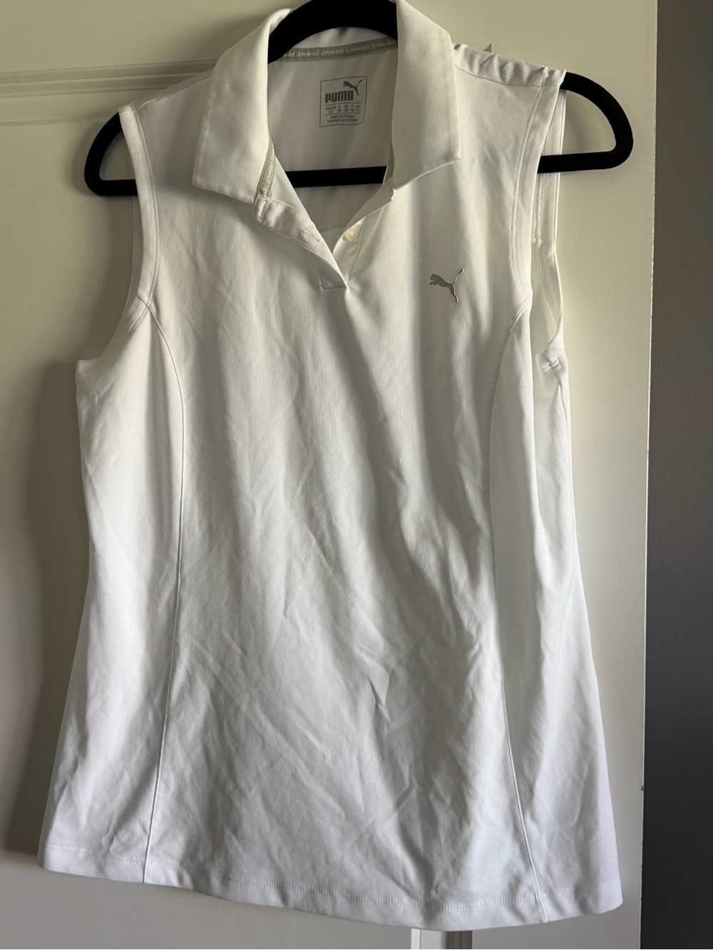 Puma White Sleeveless Polo Tank Top
